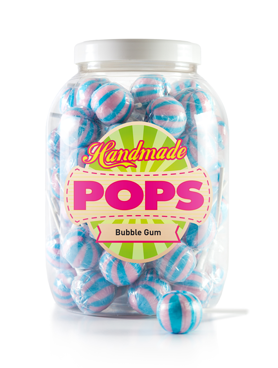 Ball Pop Bubble Gum, Jar Refil - 70 Lollipops
