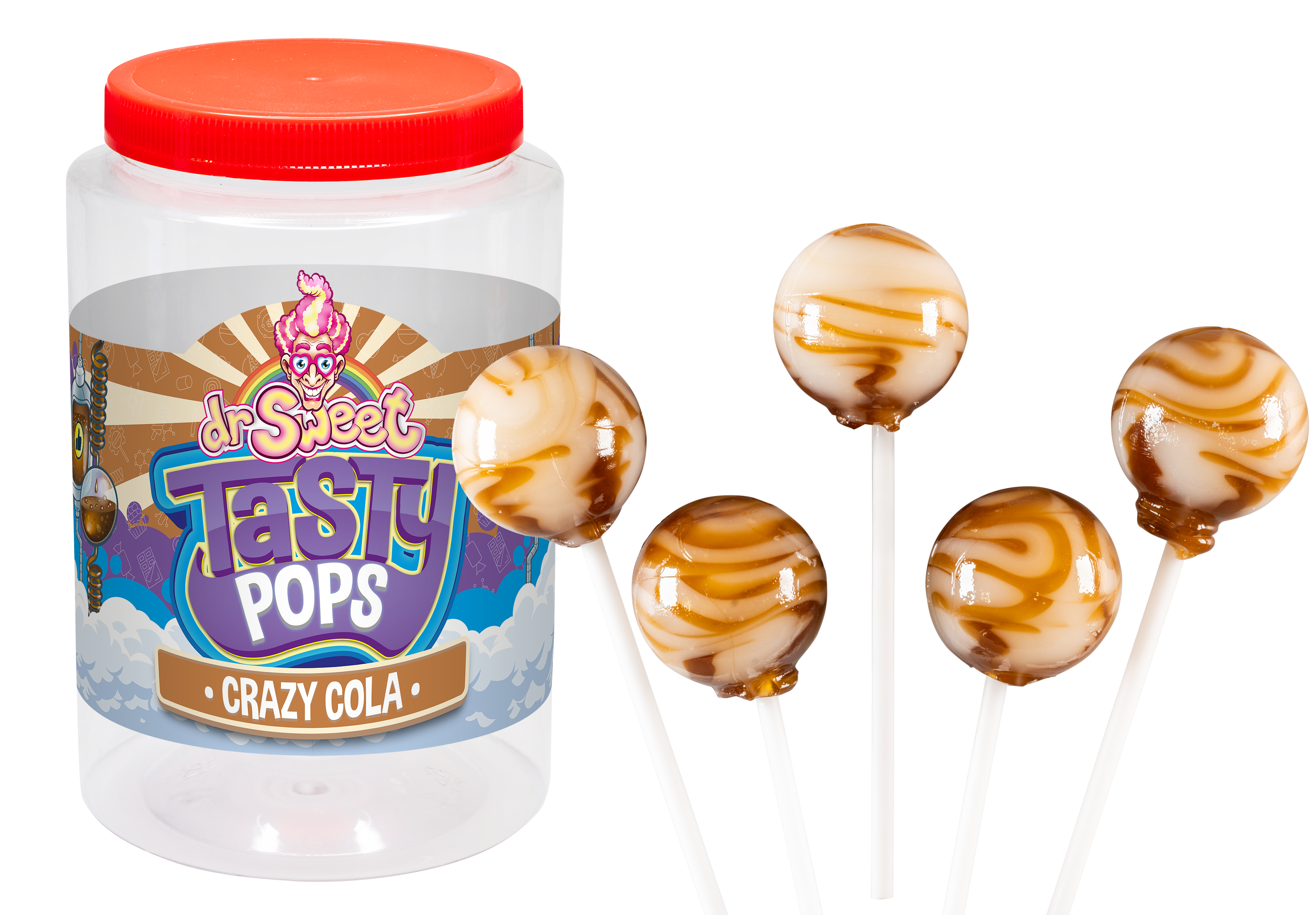 Dr. Sweet Tasty Pop Crazy Cola 70 stuks
