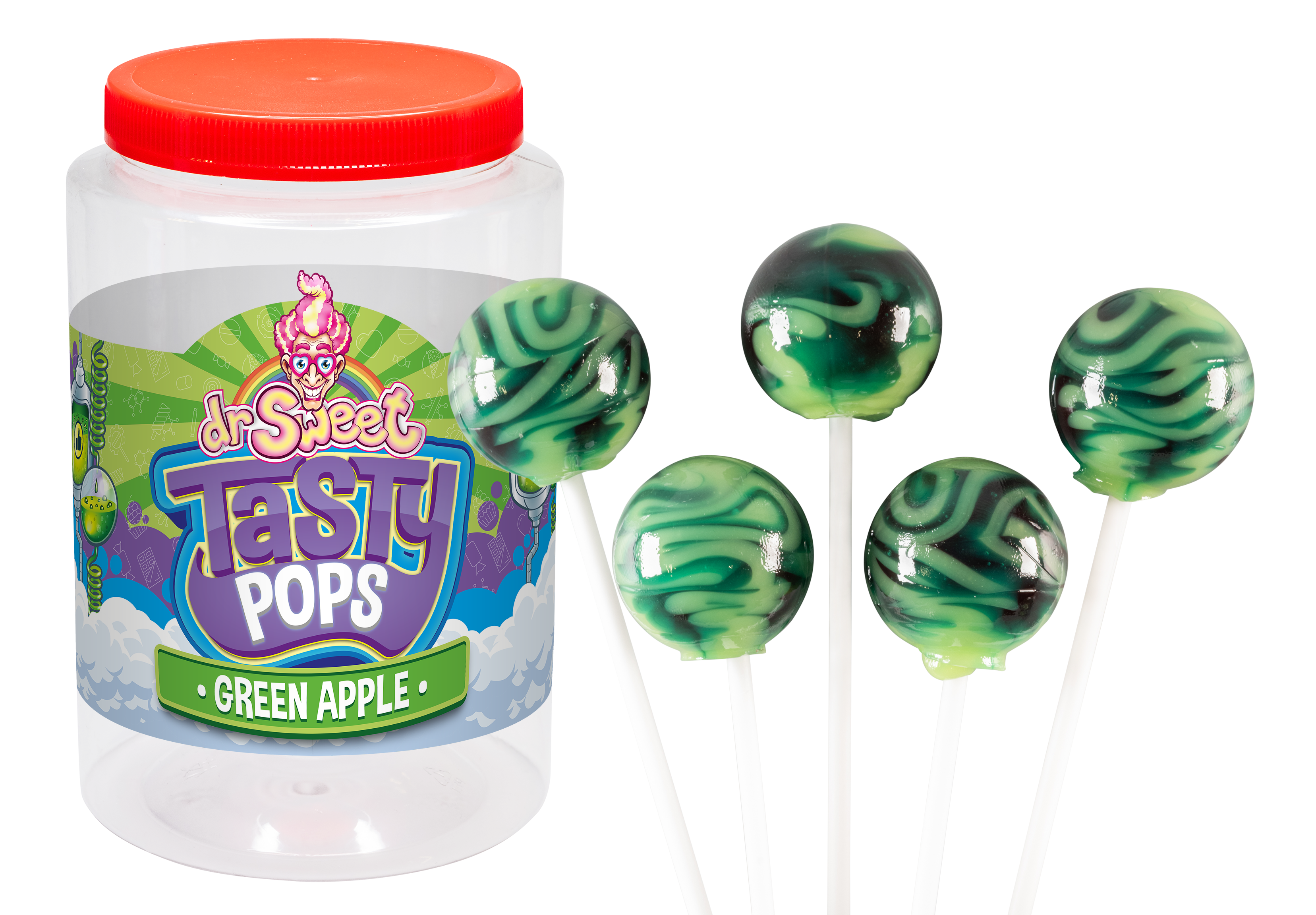 Dr. Sweet Tasty Pop Green Apple 70 stuks