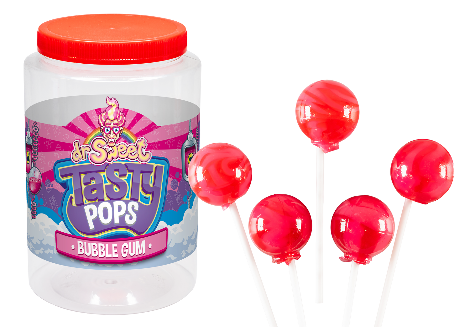 Dr. Sweet Tasty Pop Bubble Gum 70 stuks