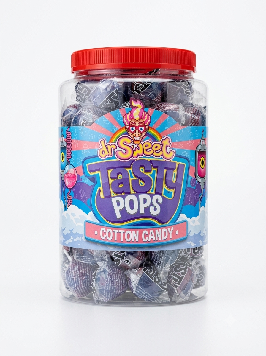 Dr. Sweet Tasty Pop Cotton Candy 70 stuks
