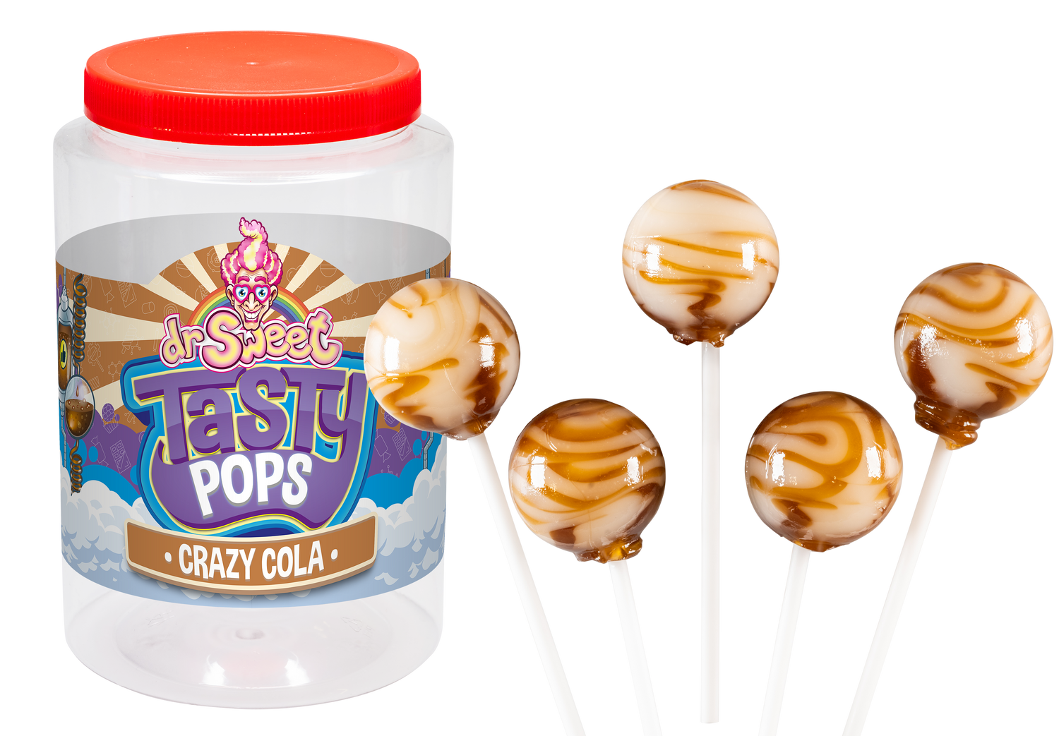 Dr. Sweet Tasty Pop Crazy Cola 70 stuks
