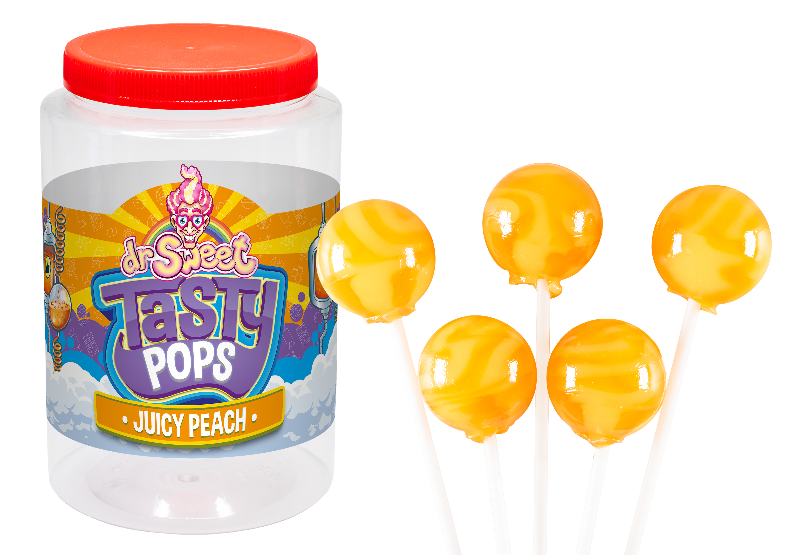 Dr. Sweet Tasty Pop Juicy Peach 70 stuks