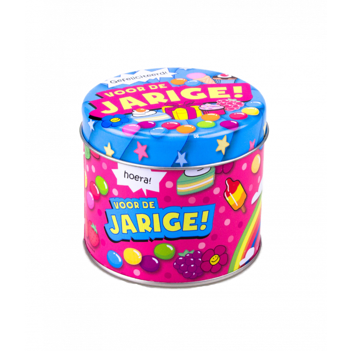 Gevulde Snoepblikjes - Jarige en 250 Gram