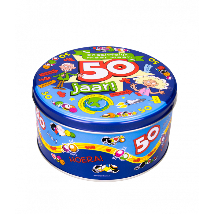 Gevulde Snoeptrommel 50 jaar en 500 Gram