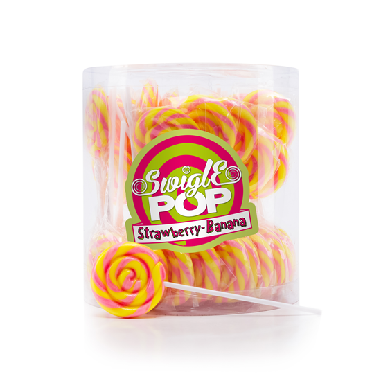 Swigle Pop Mini Banana Strawberry 50 stuks